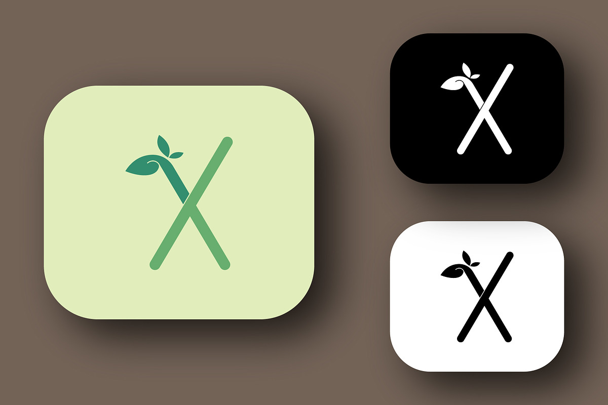 Green X Letter Logo with Leaf, a Branding & Logo Template by Salman Shop (Photo 1 of 2)