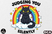 Judging you silently funny cat desig, an Illustration by DreamCafeArt (Thumbnail 2 of 6)