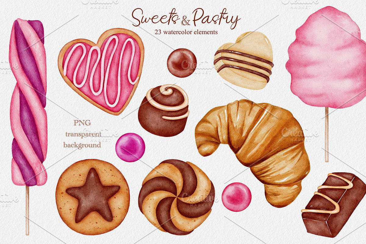 Watercolor Sweets and Pastry clipart, an Illustration by LuiDesignStudio (Photo 3 of 4)