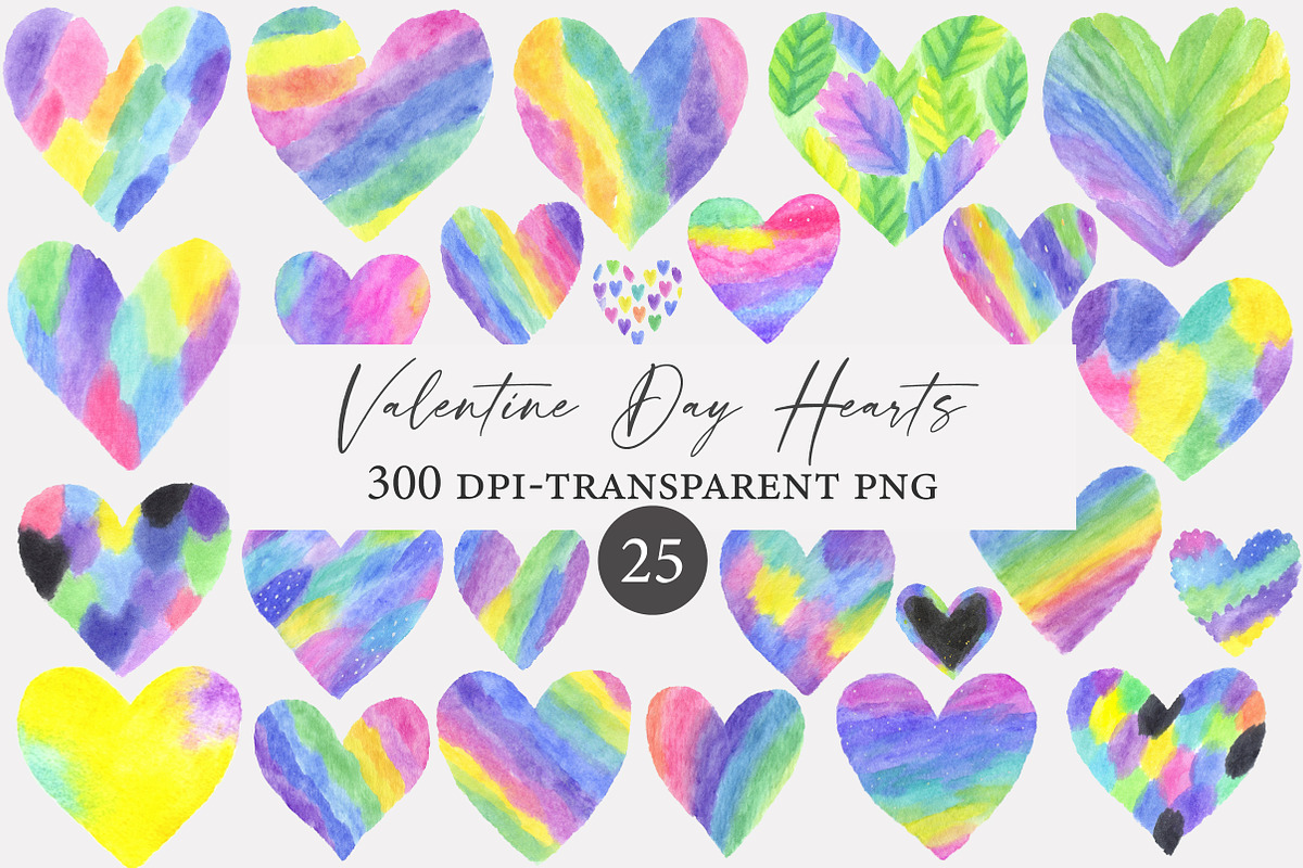 Watercolor Valentine Day Hearts Clip, an Illustration by Designworld (Photo 1 of 5)