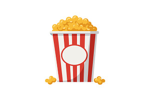 Popcorn in a classic red and white s, an Illustration by designvectx