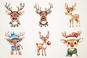 Christmas Reindeer Watercolor Clipar, an Illustration by RobertsArt (Thumbnail 5 of 7)