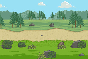 Fields with mountains tile sheet