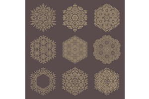 Set of Round Snowflakes With Winter, an Object Illustration by FineArtStudio