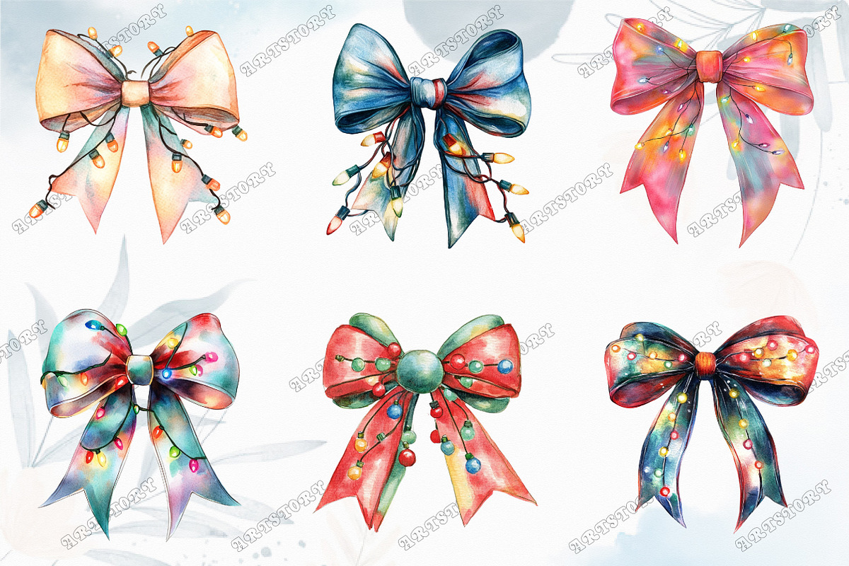 Christmas Light Coquette Bow PNG, an Illustration by designcity5 (Photo 3 of 5)
