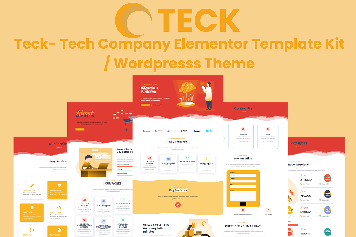 Teck – Tech Company Elementor Kit, a WordPress Template by Elemits