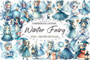 Watercolor Christmas Cute Fairy Clip, an Illustration by designcity5