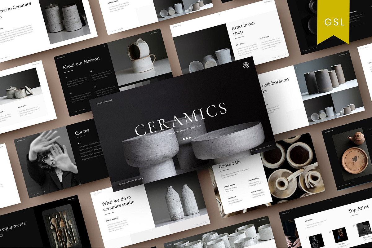 Ceramics – Business Google Slide, a Presentation Template by Dens Creative Studio (Photo 1 of 6)