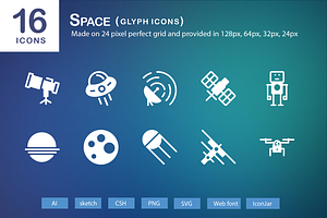 16 Space Glyph Icons