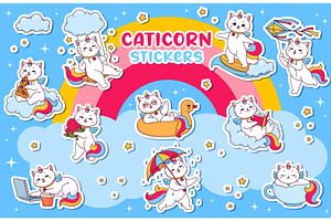 Cartoon Caticorn, Unicorn Cats