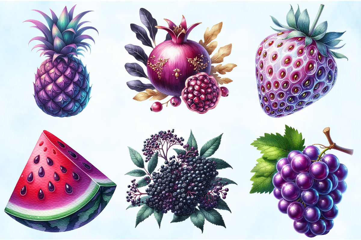 Watercolor Purple Fruit Clipart, an Illustration by Craft Nest (Photo 3 of 5)