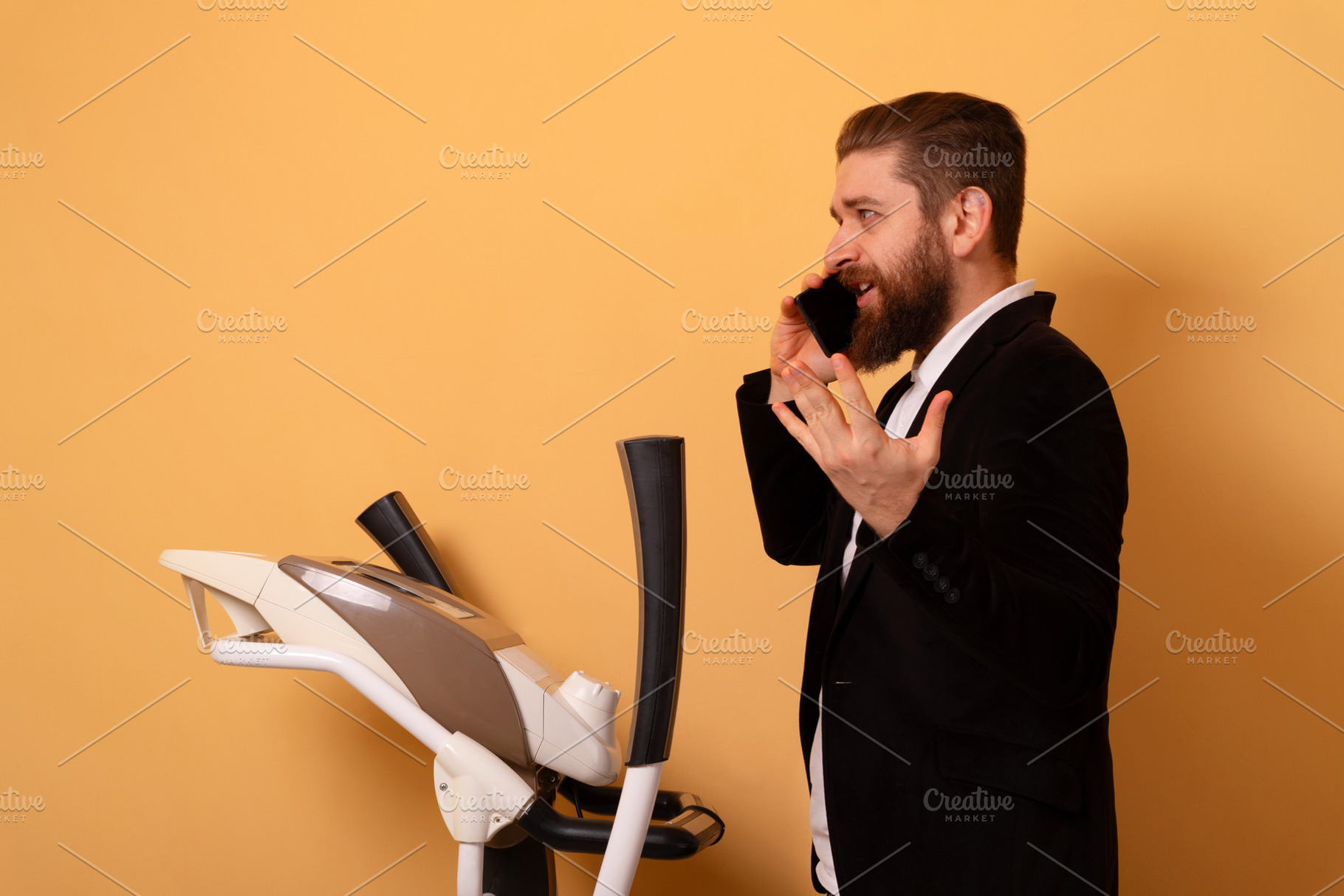 Businessman on Treadmill Call, a Person Photo by Ales Munt