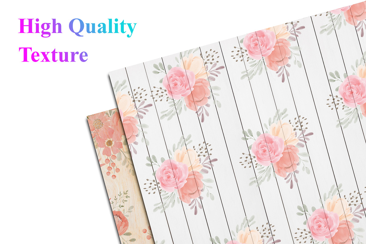 Floral Wood Digital Paper, a Pattern Graphic by Digital Studio (Photo 2 of 3)