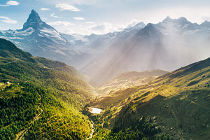 Matterhorn mountain epic aerial view, a Nature Photo by 5max