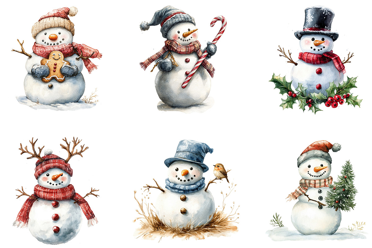 Snowman Winter Clipart, an Illustration by Designking (Photo 3 of 5)
