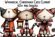 Whimsical Christmas Cats Clipart, an Illustration by Pixels.Craft (Thumbnail 1 of 6)