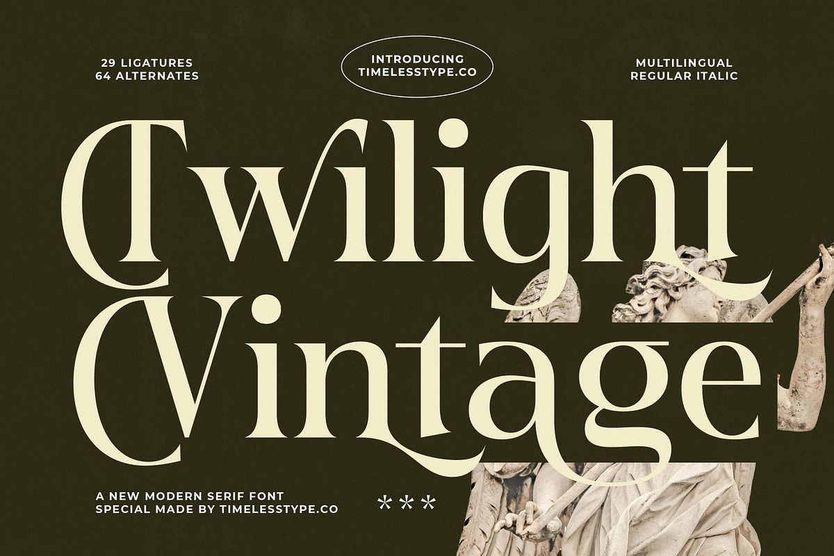 Twilight Vintage Modern Serif, a Serif Font by timelesstype.co (Photo 1 of 20)