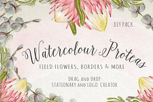 Watercolour Protea Flower DIY Pack