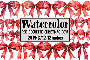 Red Coquette Christmas Bow, an Illustration by Design Market
