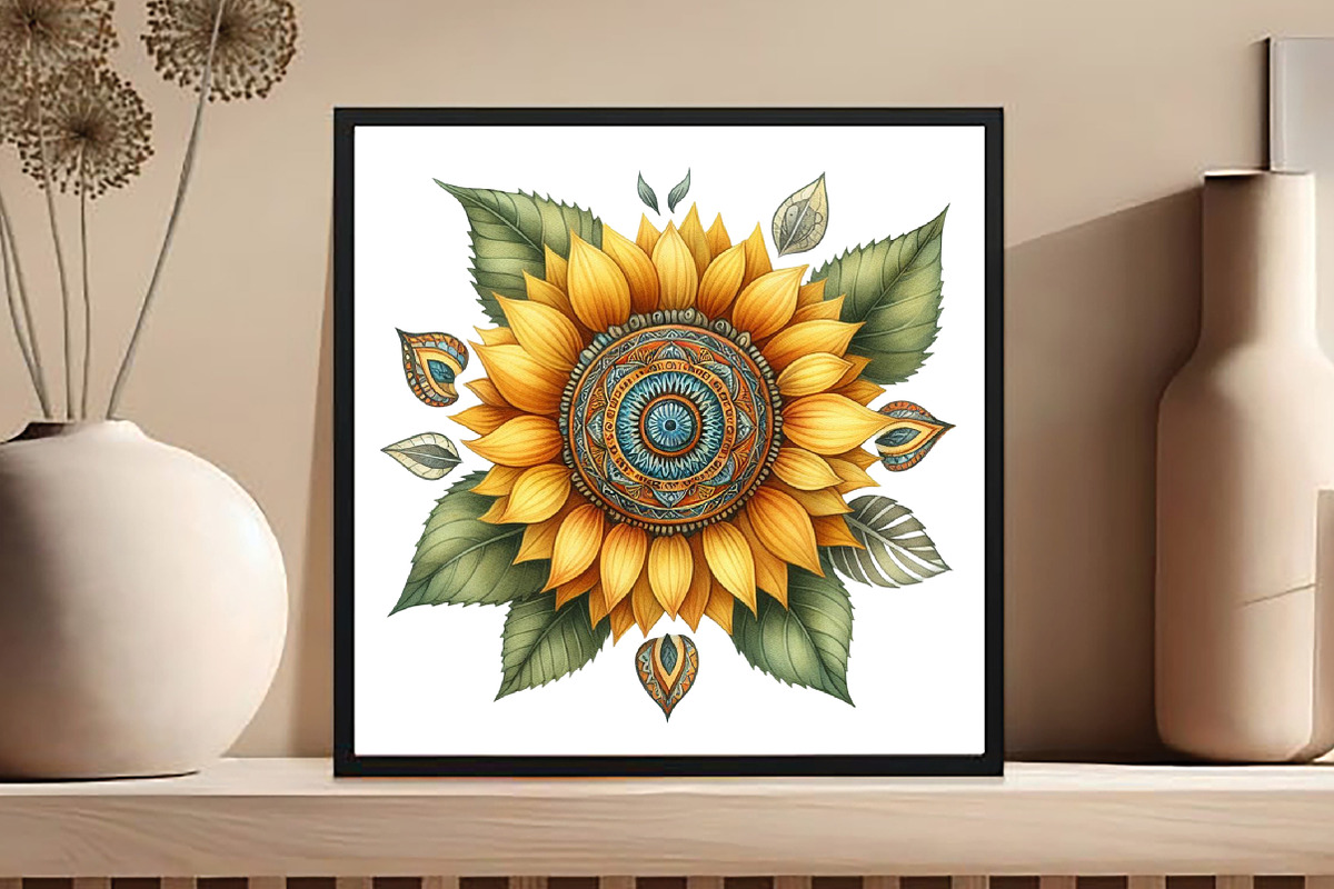 Sunflower Boho Clipart, an Illustration by DreamCafeArt (Photo 5 of 5)