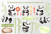 Cute pandas watercolor clipart set, an Animal Illustration by susie-p-art (Thumbnail 2 of 14)