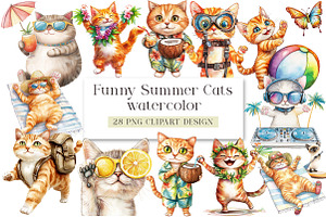 Funny Summer Cats, an Illustration by DreamArtGraphic
