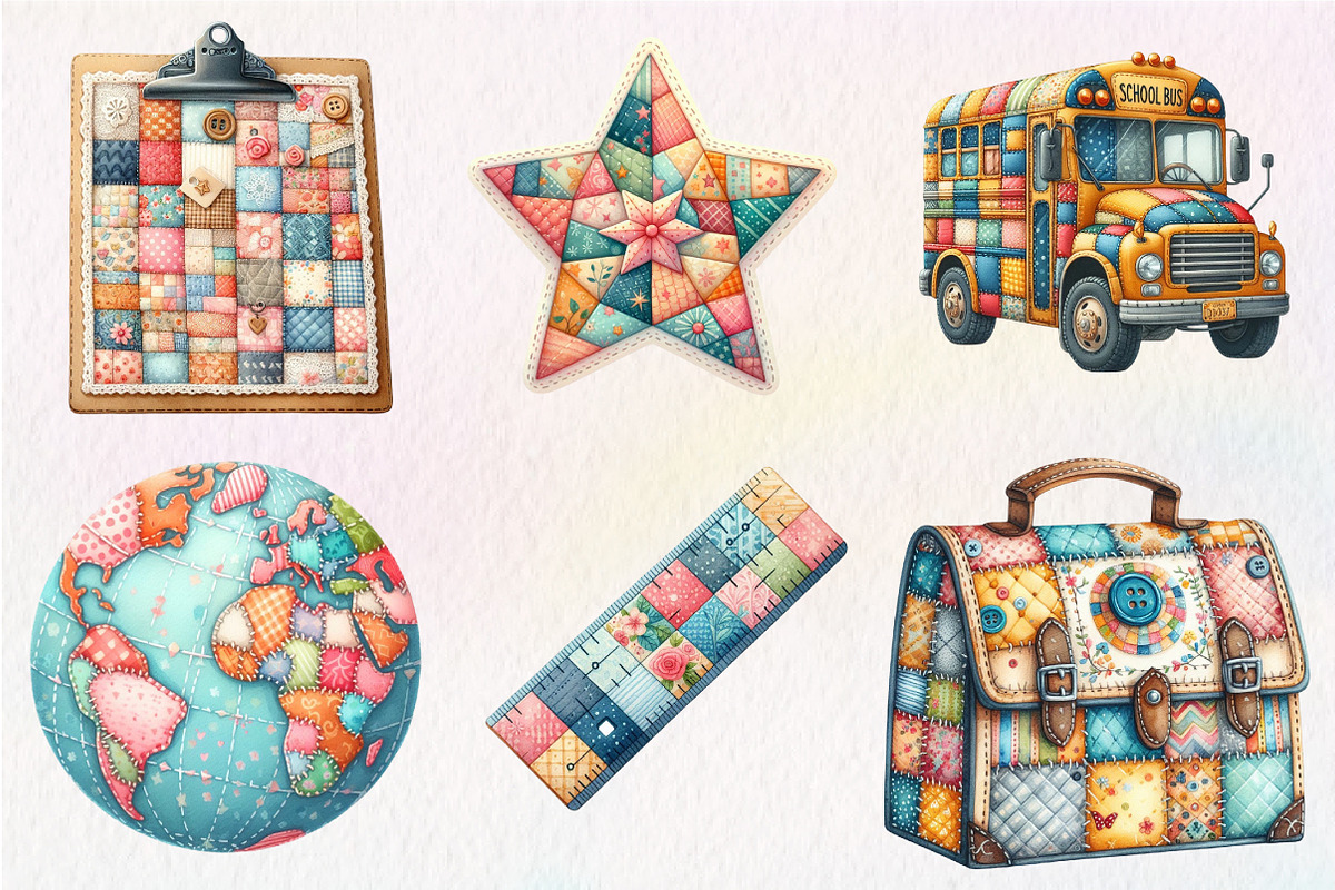 Patchwork Back to School Clipart, an Illustration by CreationArt (Photo 5 of 5)