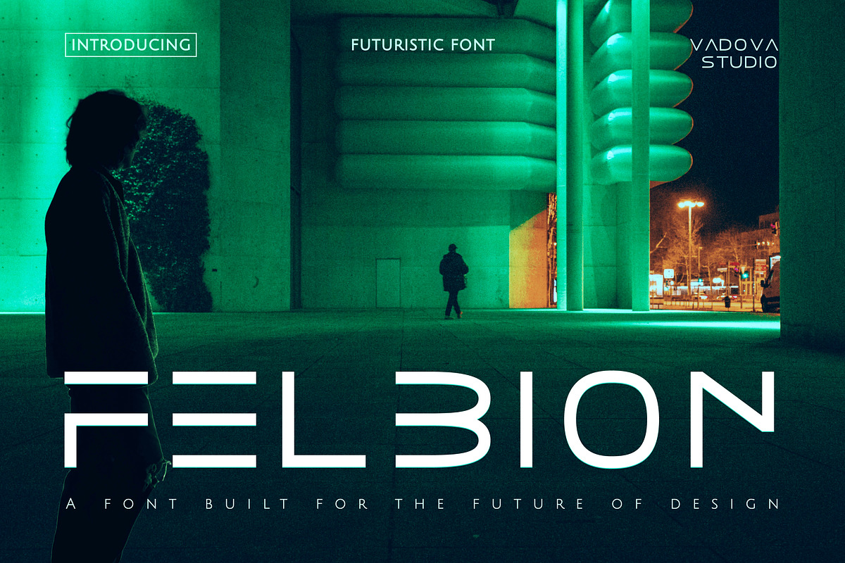 Felbion – Futuristic Display Font, a Sans Serif Font by Vadovastd (Photo 1 of 9)