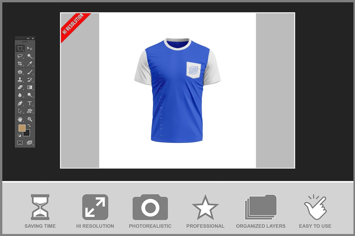 T-shirt With Pocket Mockup, a Shirt Mockup by Bruno's Shop (Photo 2 of 3)