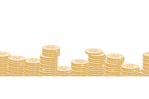 Golden coins stacks seamless pattern, a Finance Illustration by Valerie Bodnar
