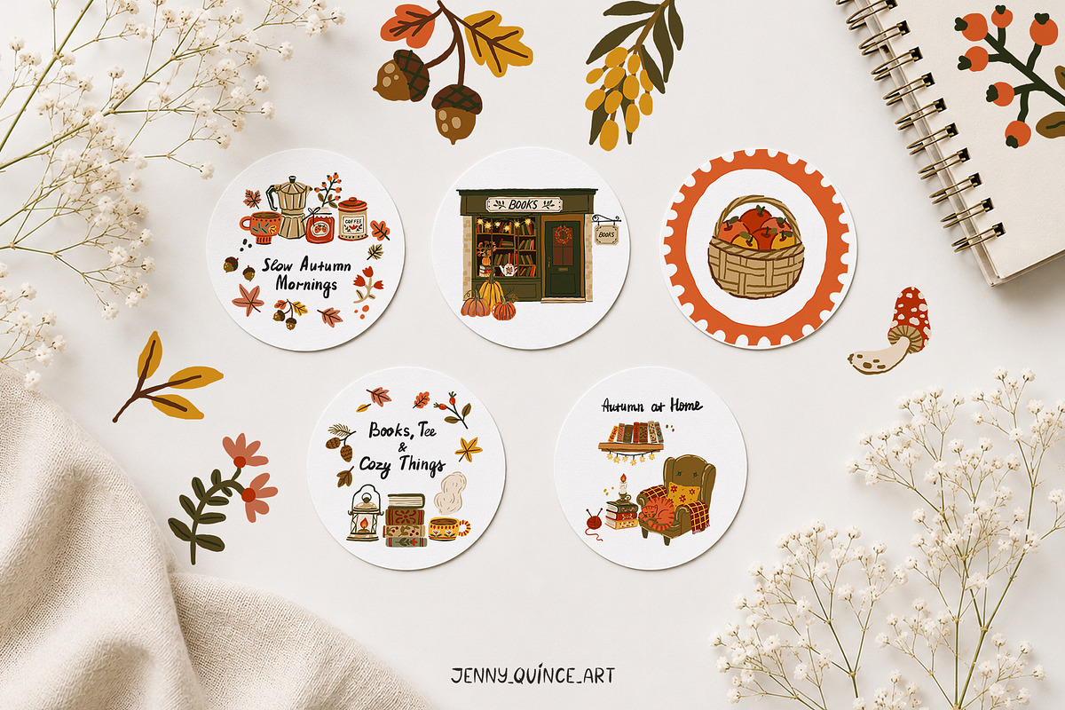 Cozy Autumn at Home - Vector Clipart, a Decorative Illustration by Jenny Quince (Photo 9 of 14)