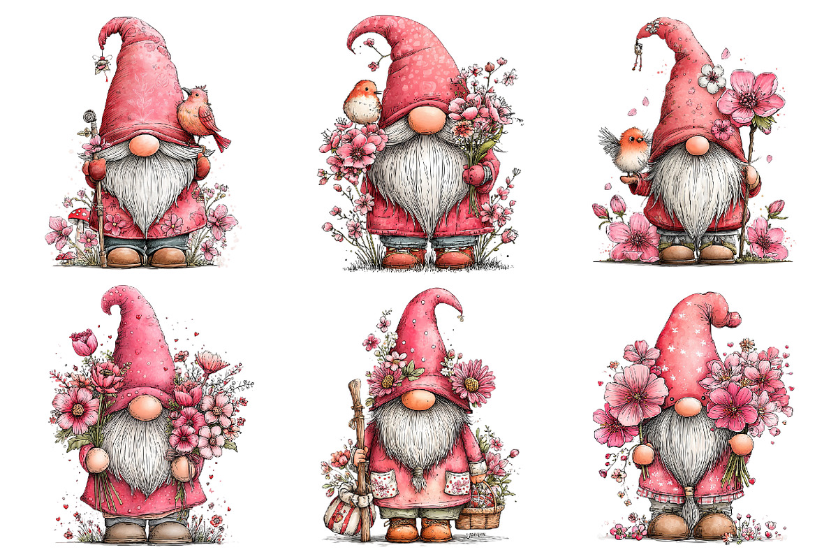 Whimsical Spring Gnome Clipart, an Illustration by Pixels.Craft (Photo 5 of 5)