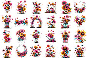 Whimsical Summer Flowers Clipart PNG, an Illustration by designcity5 (Thumbnail 2 of 5)