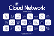 Cloud Network Icons, an Outline Icon by Prosymbols (Thumbnail 1 of 7)