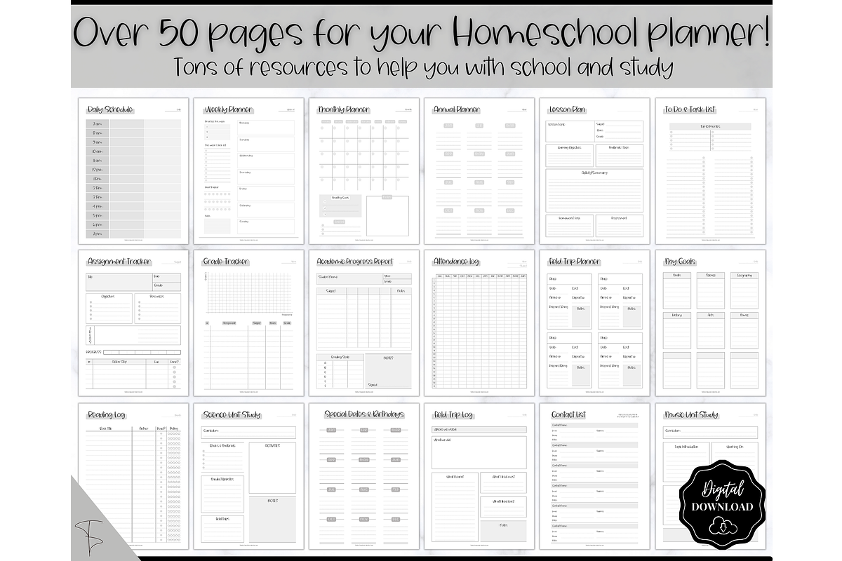 Homeschool Planner Printable - 50 pg, a Templates & Theme by Templatables (Photo 3 of 11)