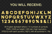 Gold retro letters vector PNG EPS AI, an Object Graphic by MariiaVD (Thumbnail 5 of 6)