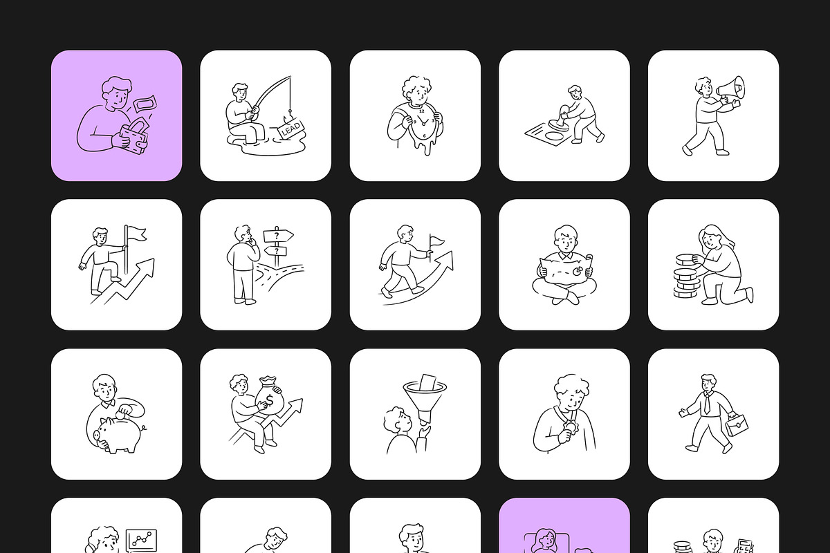 120 Business Doodles Bundle, an Outline Icon by Vectors Market (Photo 10 of 11)