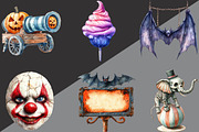 Watercolor Spooky Circus Clipart, an Illustration by Black Bird Studio (Thumbnail 6 of 6)