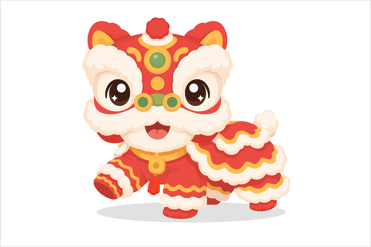 Festive Lion Mascot Illustration, a Seasonal Illustration by Artpon Illustration (Photo 1 of 3)
