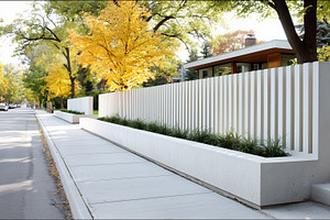Modern white fence with vertical, an Architecture Photo by MistyDay