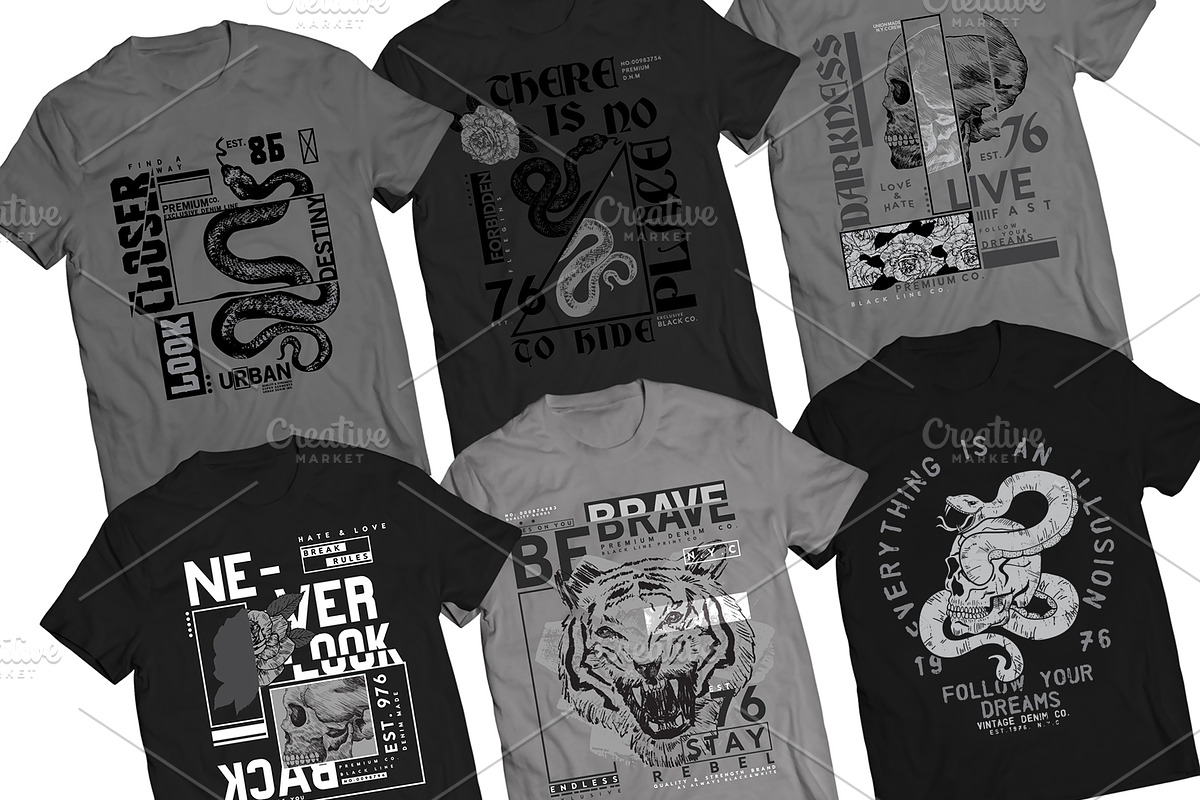 BLACK LINE T-SHIRT PRINT PACK, an Animal Illustration by MKE Print Lab. (Photo 2 of 2)