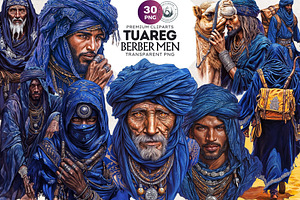 Berber Tuareg Man clipart set, a Person Illustration by ThatsDesignArt