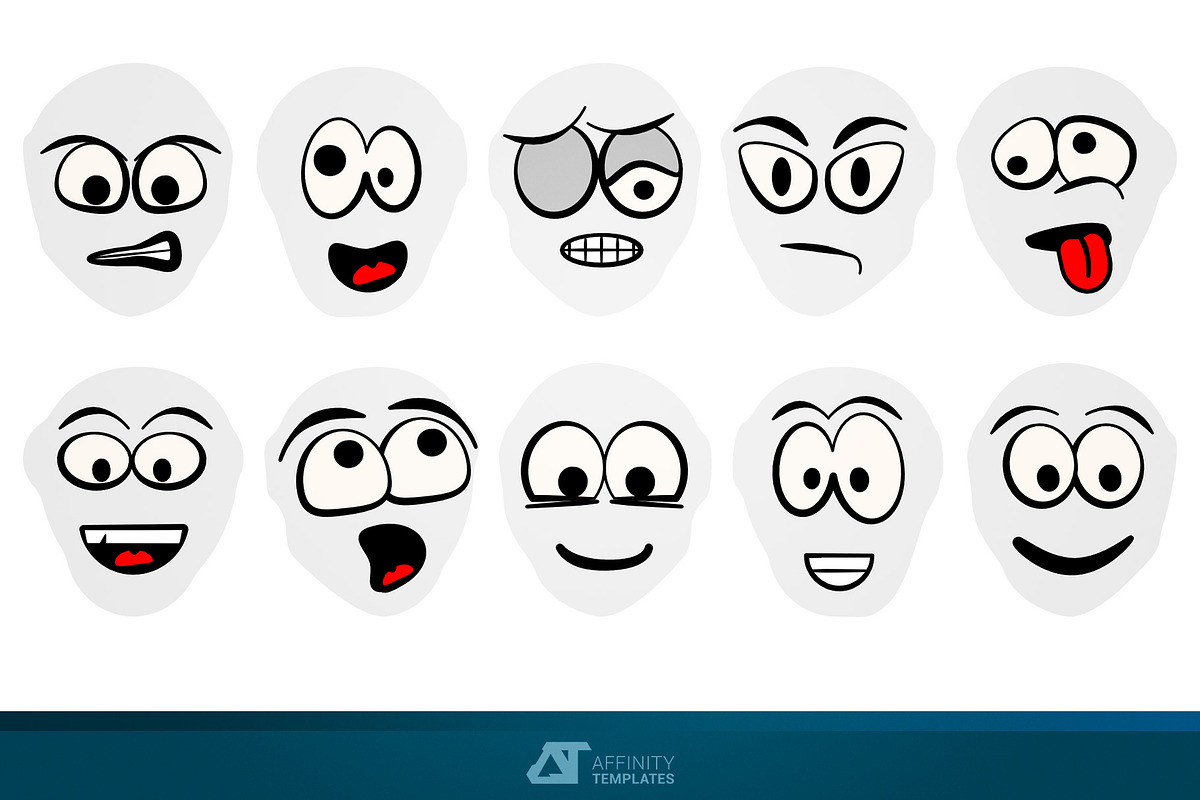 Cartoon Faces Comics AD Vectors, a Person Illustration by Affinity Templates (Photo 2 of 3)