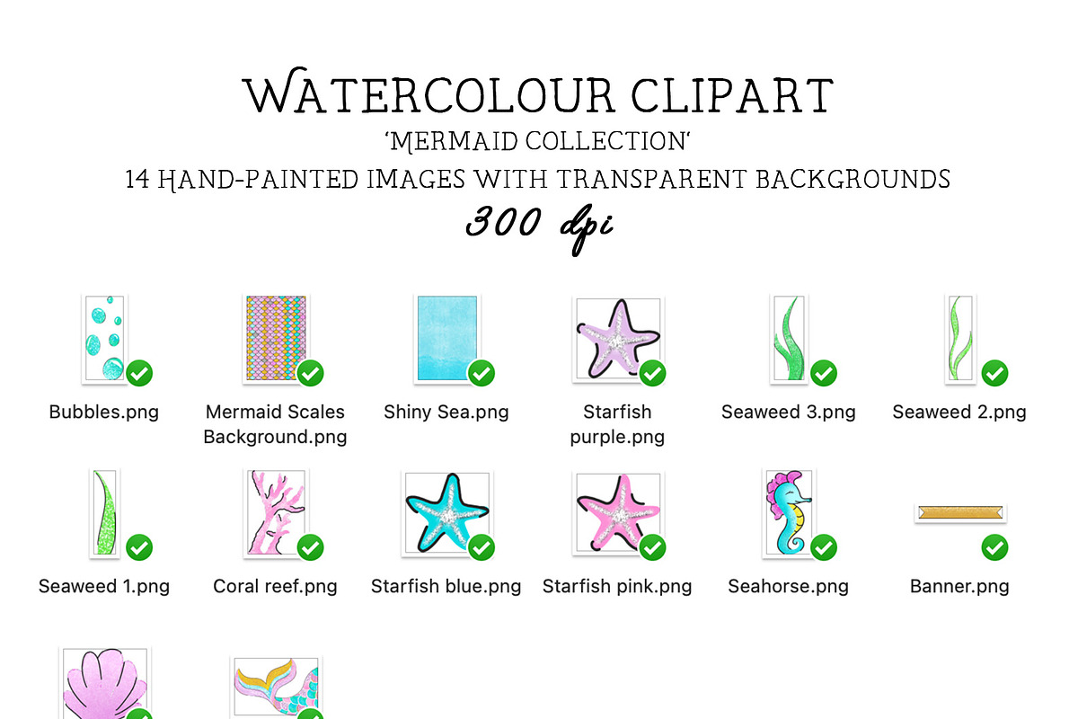 Mermaid tail clipart, nursery, a Decorative Illustration by CommercialCliparts (Photo 3 of 3)