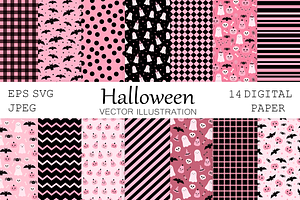 Cute pink Halloween digital paper