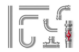 Industrial stainless steel pipeline, an Illustration by art PVP - market