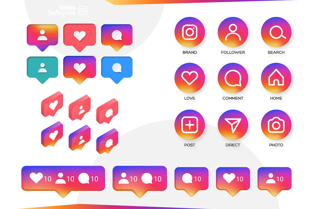 Instagram Icons Bundle, a Social Media Template by karnofff (Photo 5 of 14)