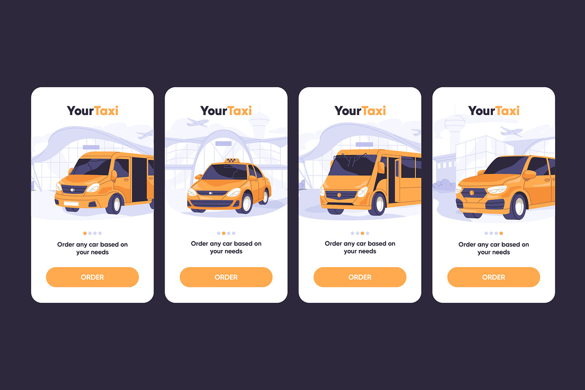 Passenger transfer, taxi order cards, a Transportation Illustration by PaperTrident (Photo 12 of 12)
