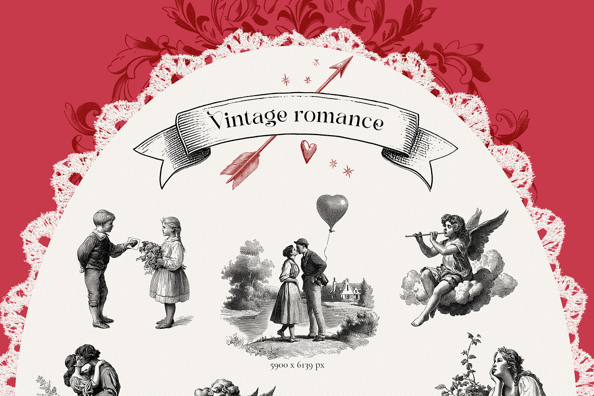 Vintage romance- Valentine's day, a Seasonal Illustration by Pamyatka Shop (Photo 3 of 18)