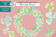 Watercolor Clipart Dreamy Clover PNG, an Illustration by LittleAcornGraphics (Thumbnail 3 of 5)